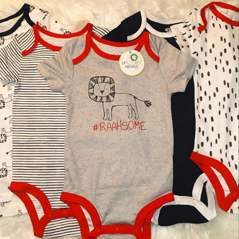 NWT Little Star Organic Super soft 5 pack Bodysuits *18mo*
